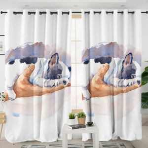 Dairy Pug On Hand Watercolor Painting SWKL4407 - 2 Panel Curtains