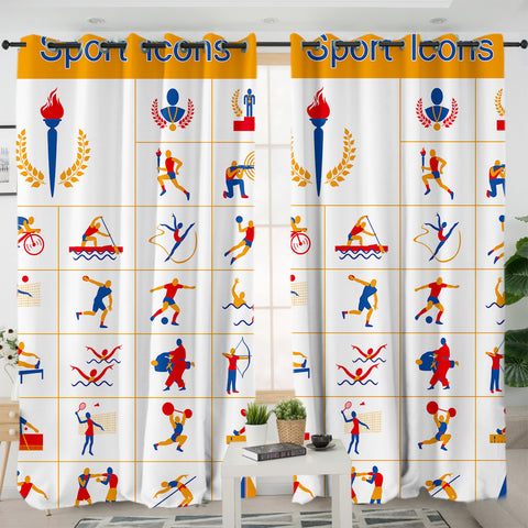 Image of Olympic Sports Icon Illustration SWKL4421 - 2 Panel Curtains