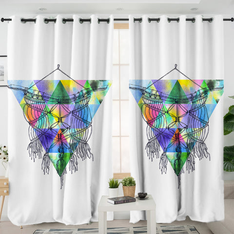 Image of Dreamcatcher Sketch Colorful Triangles Background SWKL4422 - 2 Panel Curtains