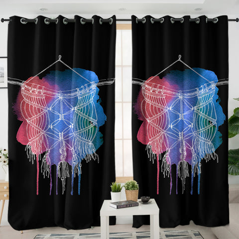 Image of Dreamcatcher Sketch Red & Blue Spray Background SWKL4423 - 2 Panel Curtains
