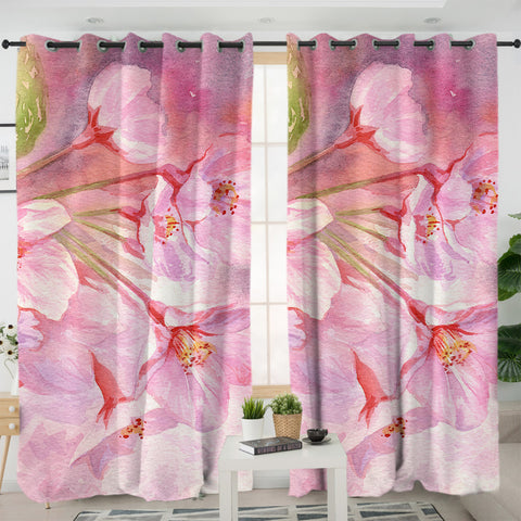 Image of Multi Lotus Pattern SWKL4431 - 2 Panel Curtains