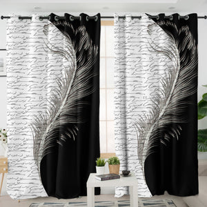 B&W Boundary Hand Written Letter By Feather SWKL4442 - 2 Panel Curtains