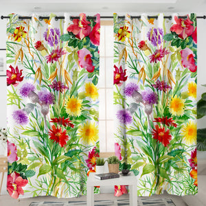 Colorful Multi Flowers SWKL4443 - 2 Panel Curtains