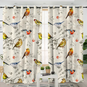 Tiny Colorful Birds SWKL4444 - 2 Panel Curtains