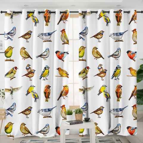 Image of Colorful Bird Collection SWKL4445 - 2 Panel Curtains