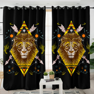 Vintage Lion Arrows Aztec Illustration SWKL4447 - 2 Panel Curtains