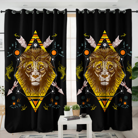 Image of Vintage Lion Arrows Aztec Illustration SWKL4447 - 2 Panel Curtains