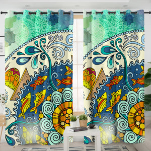 Colorful Round Mandala SWKL4453 - 2 Panel Curtains