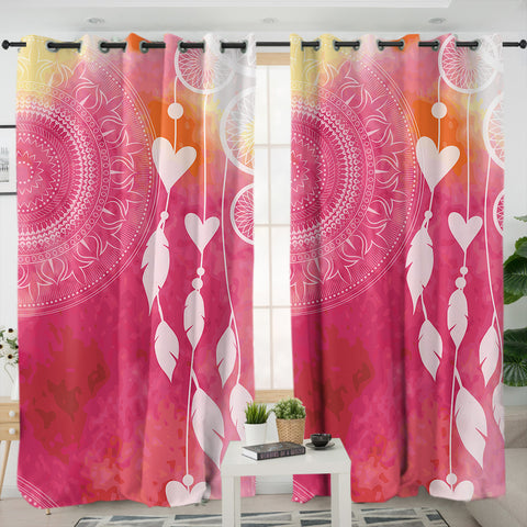 Image of Mandala Dream Catcher Pink Theme SWKL4456 - 2 Panel Curtains