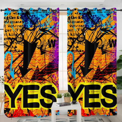 Image of YES Colorful Vintage Destressed Pattern SWKL4488 - 2 Panel Curtains