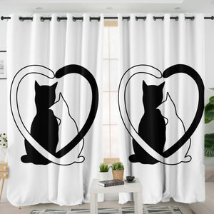 B&W Couple Cats SWKL4490 - 2 Panel Curtains