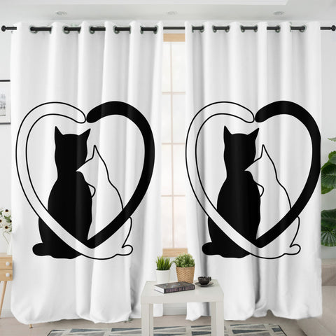 Image of B&W Couple Cats SWKL4490 - 2 Panel Curtains