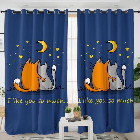 Image of Cute Cartoon I Like You So Much SWKL4494 - 2 Panel Curtains