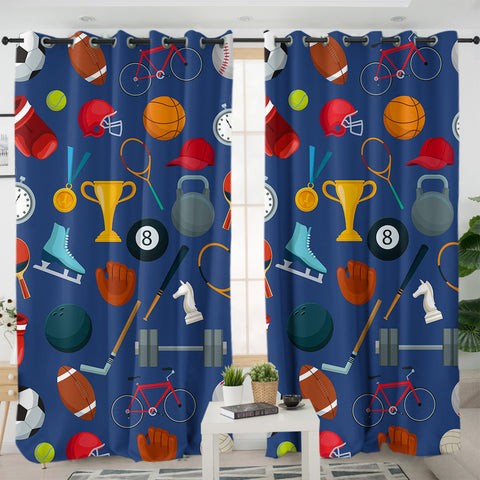 Image of Sports Iconic Illustration SWKL4495 - 2 Panel Curtains