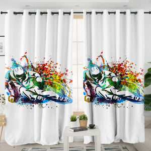 Colorful Spray Skiing SWKL4498 - 2 Panel Curtains