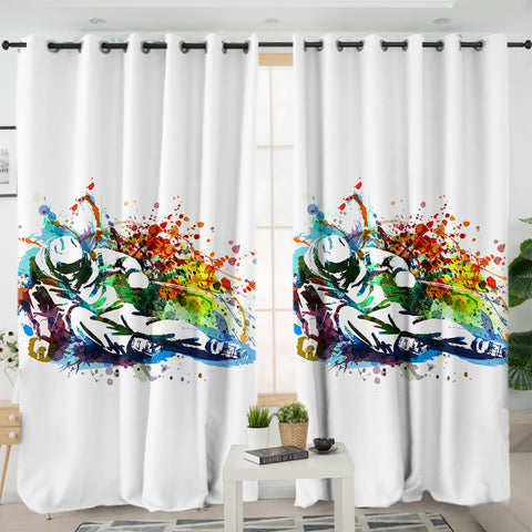 Image of Colorful Spray Skiing SWKL4498 - 2 Panel Curtains