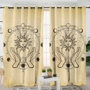 Vintage Round Zodiac Sun & Moon SWKL4503 - 2 Panel Curtains