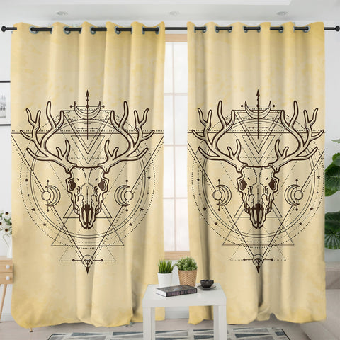 Image of Vintage Deer Skull Zodiac SWKL4504 - 2 Panel Curtains