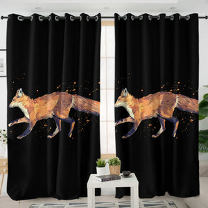 Real Fox Orange Splatter Brush SWKL4508 - 2 Panel Curtains