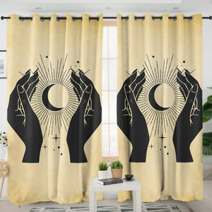 Vintage Flash Hands & Moon Light SWKL4510 - 2 Panel Curtains