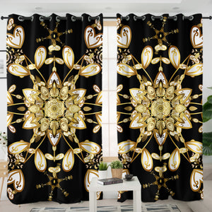 Big Royal Golden & White Mandala SWKL4512 - 2 Panel Curtains