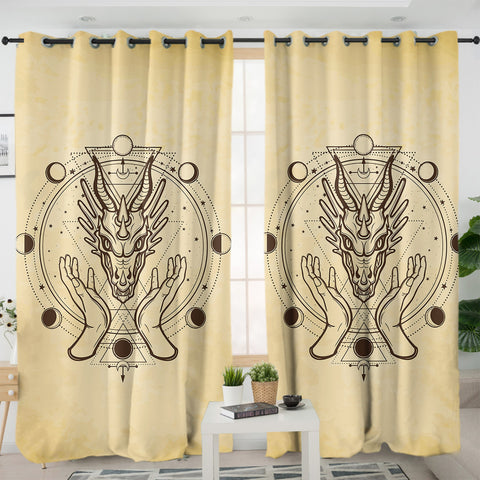 Image of Vintage Zodiac Hands Dragon Head SWKL4516 - 2 Panel Curtains