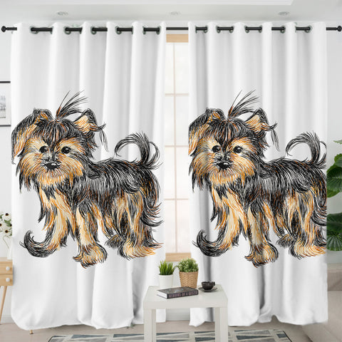 Image of Retro Art Schnauzer Drawing SWKL4523 - 2 Panel Curtains