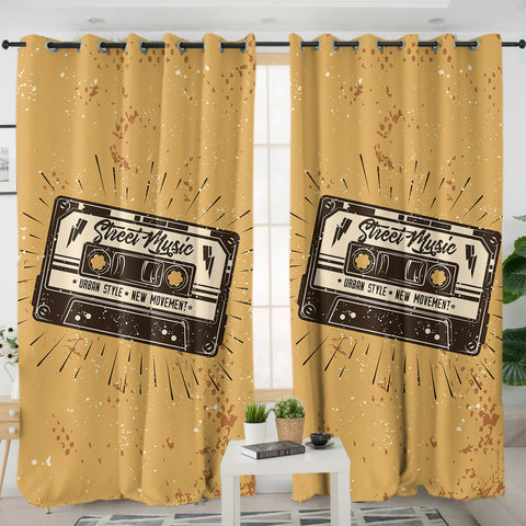 Image of Retro Cassette Street Music SWKL4526 - 2 Panel Curtains