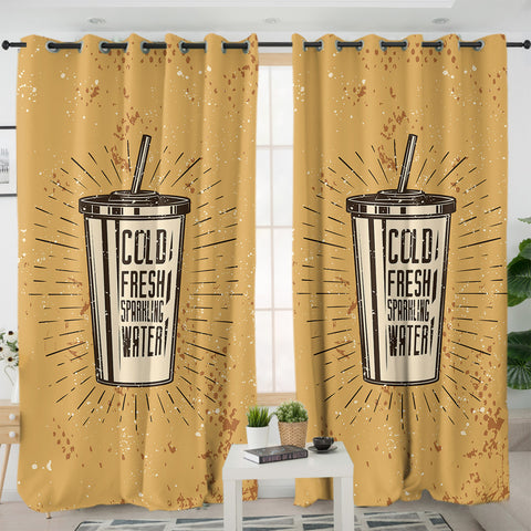 Image of Retro Glass Cold Fresh Sparkling Water SWKL4530 - 2 Panel Curtains