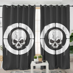 B&W Military Skull Spray SWKL4534 - 2 Panel Curtains
