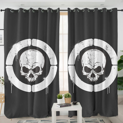 Image of B&W Military Skull Spray SWKL4534 - 2 Panel Curtains