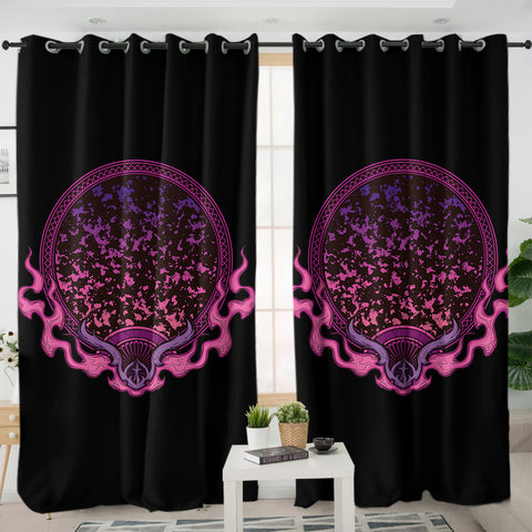 Image of Magic Dark Pink Fire Mirror SWKL4537 - 2 Panel Curtains