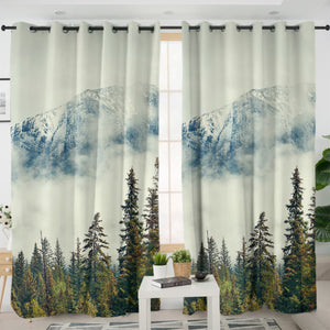 Pine Plants Fog Landscape SWKL4539 - 2 Panel Curtains