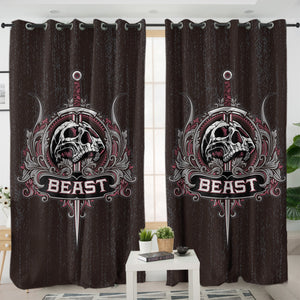 Skull Knife Beast Metal Logo Black Theme SWKL4540 - 2 Panel Curtains