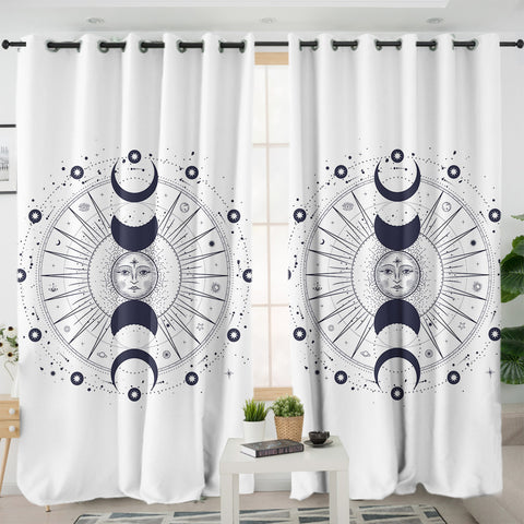 Image of Sun Face Moon Column Zodiac SWKL4544 - 2 Panel Curtains