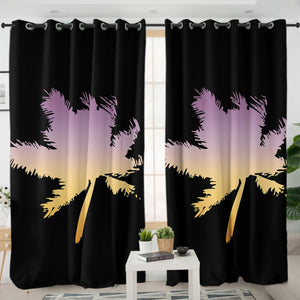 Gradient Purple Yellow Coconut Plant Shape SWKL4546 - 2 Panel Curtains