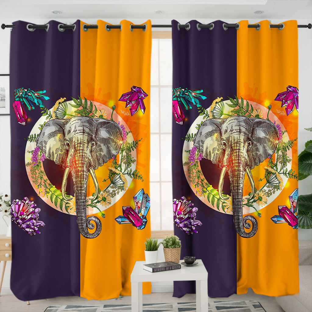 2-tone Diamond Elephant SWKL4581 - 2 Panel Curtains