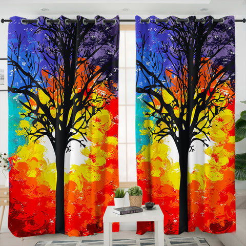 Image of Colorful Big Tree Full Screen SWKL4585 - 2 Panel Curtains