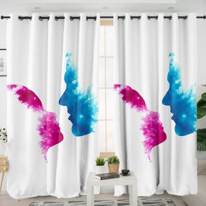 Purple & Blue Human Face Kissing SWKL4586 - 2 Panel Curtains