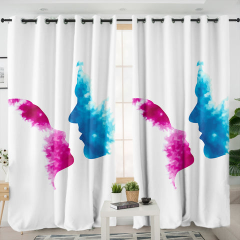 Image of Purple & Blue Human Face Kissing SWKL4586 - 2 Panel Curtains