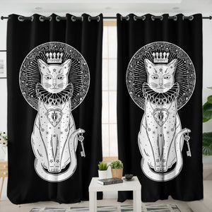 Royal White Cat Crown SWKL4587 - 2 Panel Curtains