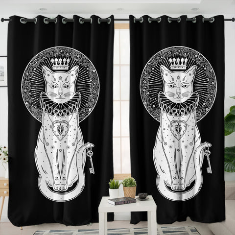 Image of Royal White Cat Crown SWKL4587 - 2 Panel Curtains