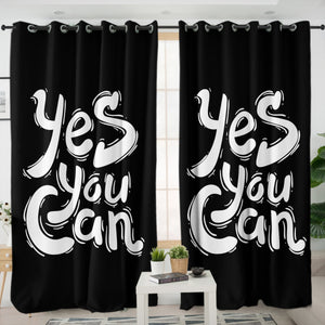 B&W Typo Yes You Can SWKL4603 - 2 Panel Curtains