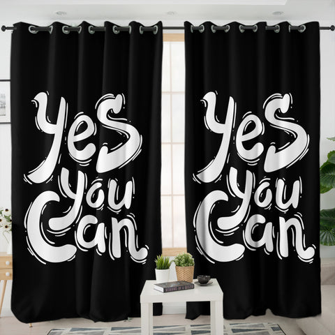 Image of B&W Typo Yes You Can SWKL4603 - 2 Panel Curtains