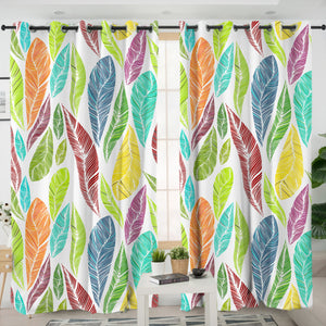 Multi Colorful Feather SWKL4640 - 2 Panel Curtains