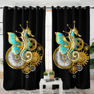 Golden Hippocampus Robot SWKL4642 - 2 Panel Curtains