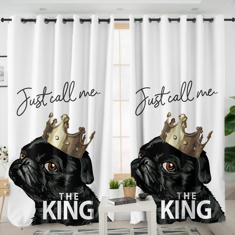 Image of Just Call Me The King - Black Pug Crown SWKL4645 - 2 Panel Curtains