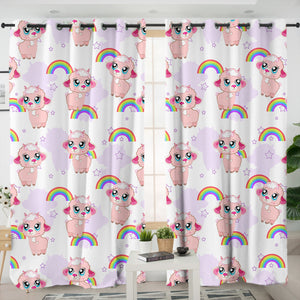 Cute Alapaca Rainbow Monogram SWKL4647 - 2 Panel Curtains