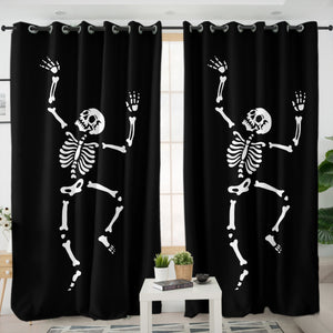 B&W Cute Skeleton SWKL4650 - 2 Panel Curtains