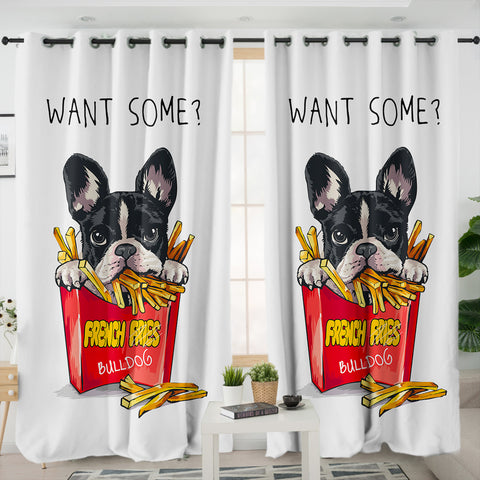 Image of French Fries Bulldog SWKL4653 - 2 Panel Curtains